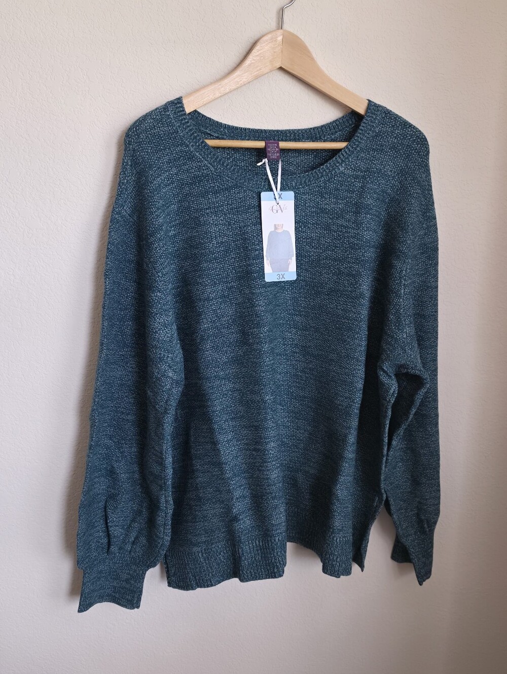 Gloria Vanderbilt Knit Green Teal Crewneck Sweater NWT 3X